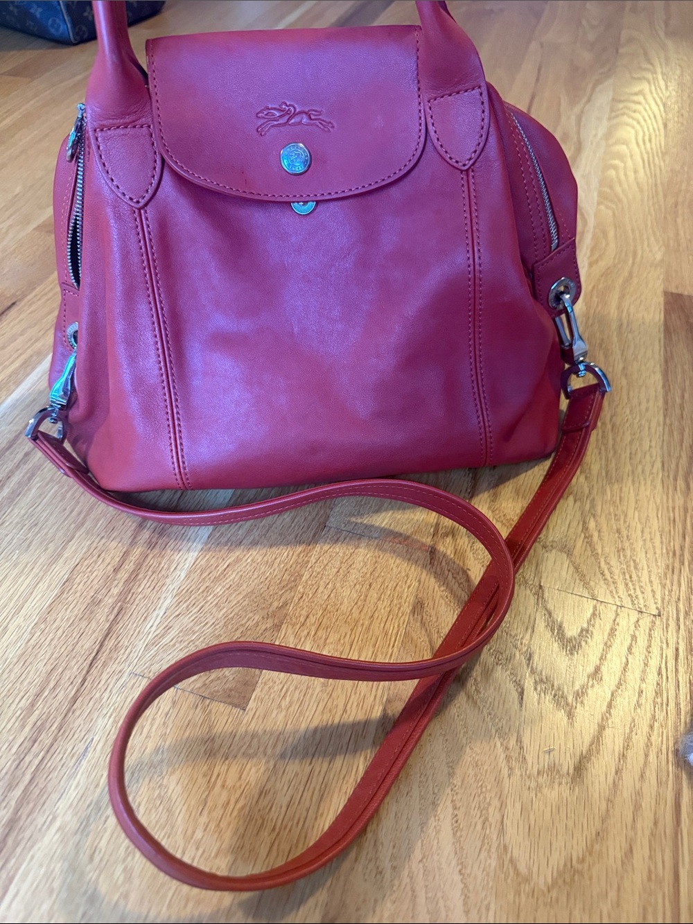 Orange Leather Crossbody Shoulder Bag - Unbranded